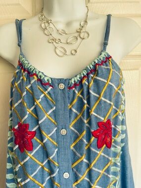 Embroidered Button-Front dress
